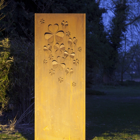 Stahl Gartenwand - "Klee" - Moderne Außenverzierung - 75 × 195 cm
