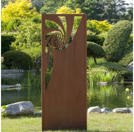 Stahl Gartenwand - "Spirale" - Moderne Außenverzierung - 75 × 195 cm