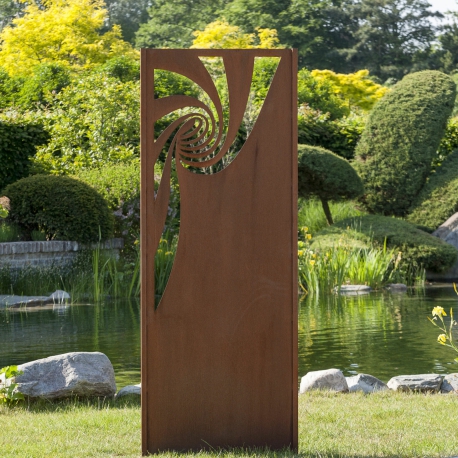 Stahl Gartenwand - "Spirale" - Moderne Außenverzierung - 75 × 195 cm