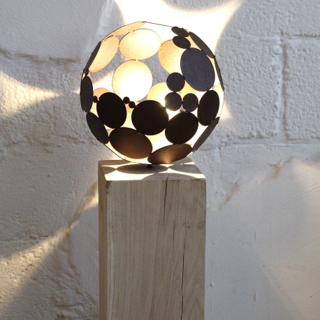 Indoor Globe Light with Oak Base - Diameter 28cm - modern interior ornament