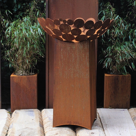 Fireplace - "Big Bowl with high Base" - Modern Outdoor Ornament