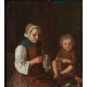 omestic Scene with Women Sewing and a Child