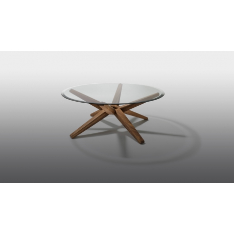 Eleganter Couchtisch - mit auffälligem Sterngestellt aus Holz