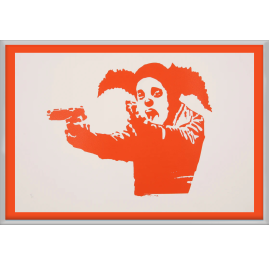 Banksy x Clown Skateboards (Grey) – Limited & Certified Screen Print | Exclusive Collector's Piece