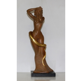 Prof. Fuchs, Ernst - Mrs. Lot - polymer art casting on granite base, partially gilded, signed