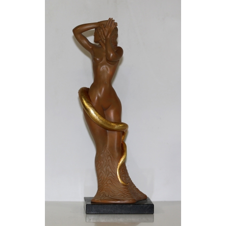Prof. Fuchs, Ernst - Mrs. Lot - polymer art casting on granite base, partially gilded, signed