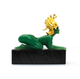 Prof. Fuchs, Ernst - Viennese Sphinx - polymer art casting on marble base, partially gilded, signed