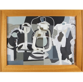 John, Erich Wilhelm - Figurative Composition - framed - Gouache on wood