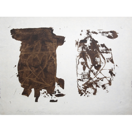 Tàpies, Antoni - Reflecting on Dirt - Color lithograph - hand-signed