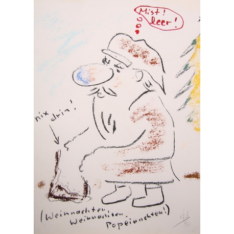 Schneider, Helge - Christmas/Popeinachten (nix drin) Giclee - hand signed