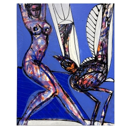 Akt mit Vogel I - Abstract Painting by Wunderlich