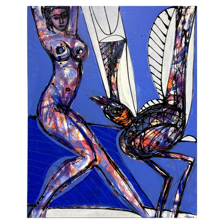 Akt mit Vogel I - Abstract Painting by Wunderlich