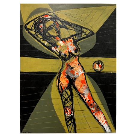 Akt mit Frucht I - Nude Woman and Fruit - Painting by Wunderlich