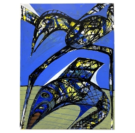 Bird and Fish - Abstract Painting by Wunderlich