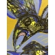 Vogel mit Fisch I- Abstract Bird and Fish Painting by Wunderlich