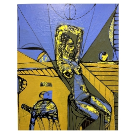 Nude with Turtle, Fruit, and Mirror - Abstract Painting by Wunderlich