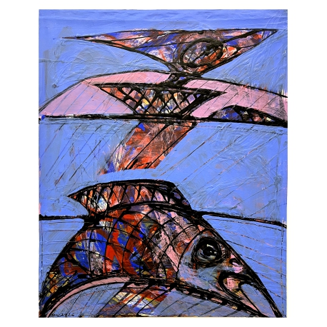 Woman and Bird - Akt mit Vogel III - Abstract Painting by Wunderlich