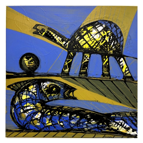 Fish, fruit and turtle - Abstract Painting by Wunderlich