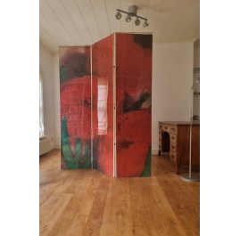 Room Divider - Gouache on paper, wooden frame, Perspex