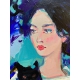 The Girl with the Black Cat Figruative Painting by Liliya Nikolova