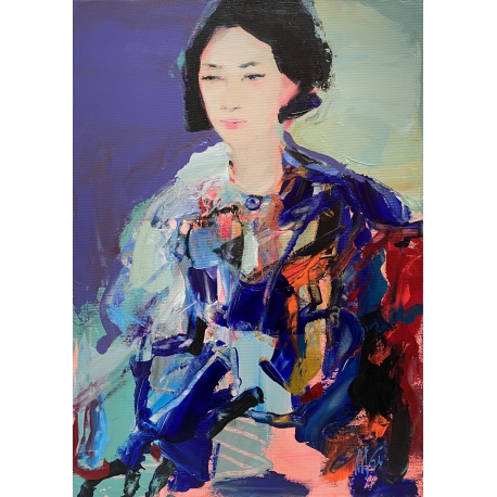 The Weight of Blue - Contemporary Painting by Liliya Nikolova